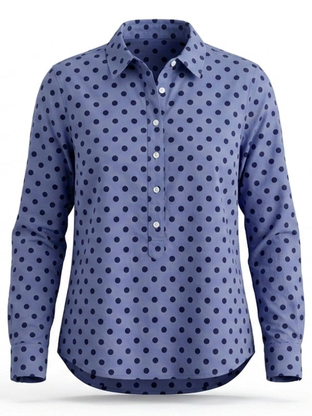 J.Crew Blue Polka Dot Long Sleeve Button-Up Shirt Women Size M